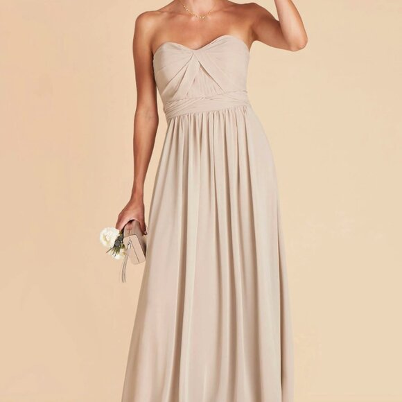 Birdy Grey Grace Convertible Dress in Neutral Champagne size large with slit - Picture 1 of 8